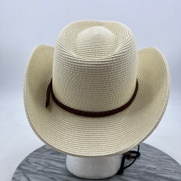 Furtalk Sun Hat Womens M/L Ivory Beach Retro Western Outdoor Curved Rim Visor - Picture 5 of 12